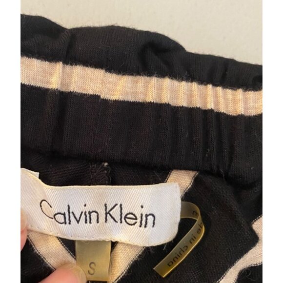 Calvin Klein Black & Beige Striped Maxi 40" Long Skirt Small - Picture 3 of 8